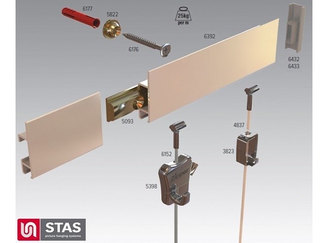 STAS Cliprail Max WHITE 2m Picture Hanging System Rail