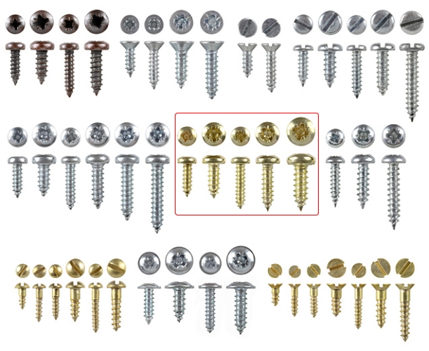 Wood screws 13mm x 4.2mm Pan head Pozi Steel Brass plated pack 200