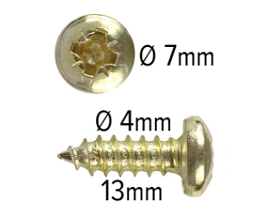 Wood screws 13mm x 4.2mm Pan head Pozi Steel Brass plated pack 1000