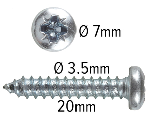 Wood screws 20mm x 3.5mm Pan head Pozi Steel ZP pack 200