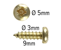 Wood screws 9mm x 3mm Pan head Pozi Steel Brass plated pack 1000