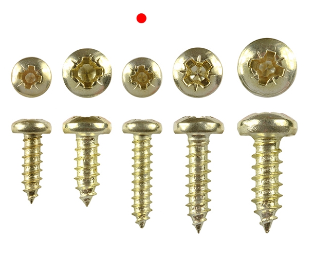 Wood screws 12mm x 3mm Pan head Pozi Steel Brass plated pack 1000