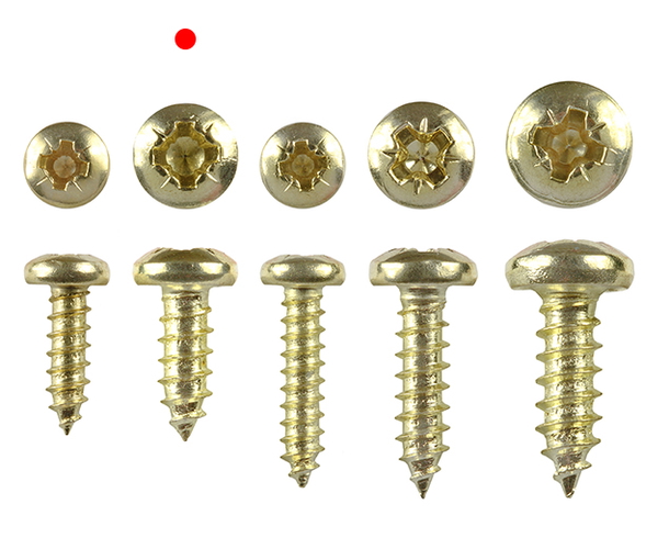 Wood screws 10mm x 3.5mm Pan head Pozi Steel Brass plated pack 200