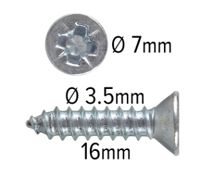 Wood screws 16mm x 3.5mm Pozi CSK Steel ZP pack 200