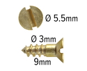 Wood Screws 9mm x 3mm CSK Head Slotted Solid Brass pack 200