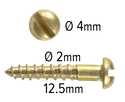 Wood Screws 12.5mm x 2.2mm Round Head Slotted Solid Brass pack 200