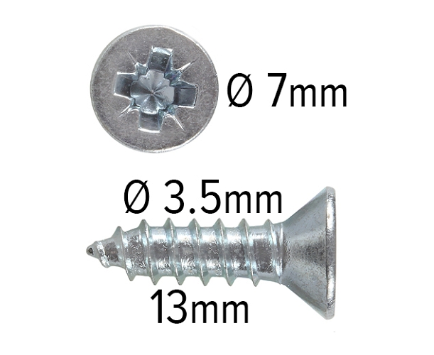 Wood screws 13mm x 3.5mm Pozi CSK Steel ZP pack 200