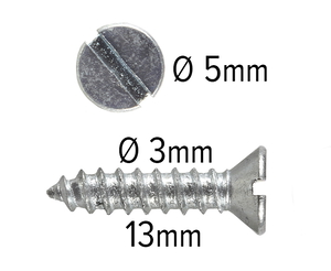 Wood Screws 13mm x 3mm CSK Head Slotted Steel Zinc pack 200