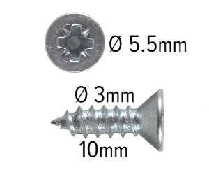 Wood screws 9mm x 3mm Pozi CSK Steel ZP pack 1000