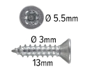 Wood screws 13mm x 3mm Pozi CSK Steel ZP pack 200