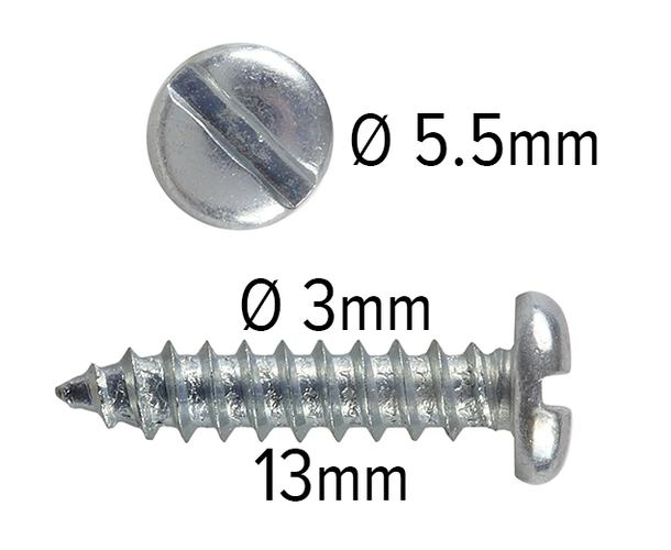 Wood Screws 13mm x 3mm Pan Head Slotted Steel Zinc pack 200