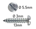 Wood Screws 13mm x 3mm Pan Head Slotted Steel Zinc pack 200