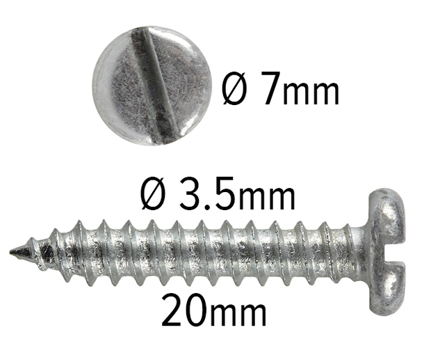 Wood Screws 20mm x 3.5mm Pan Head Slotted Steel Zinc pack 200