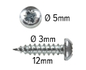 Wood screws 12mm x 3mm Pan head Pozi Twin thread Steel ZP pack 200