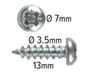 Wood screws 13mm x 3.5mm Pan head Pozi Twin thread Steel ZP pack 1000