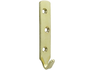 Plate Hook 3 Hole 80mm Brass Plated 20 pack
