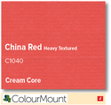 ColourMount China Red 1.25mm Cream Core Heavy Textured Mountboard 1 sheet