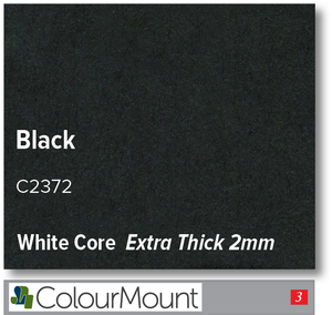 ColourMount Black 2mm White Core Mountboard 1 sheet