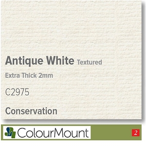 Colourmount Conservation White Core Extra Thick 2.0mm Antique White Textured Mountboard 1 sheet