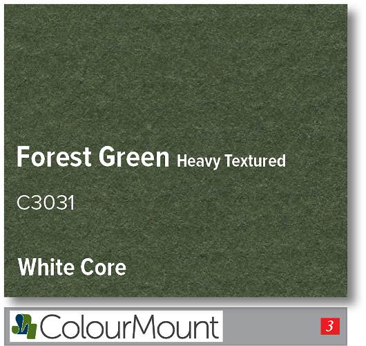 ColourMount Forest Green 1.4mm White Core Heavy Textured Mountboard 1 sheet