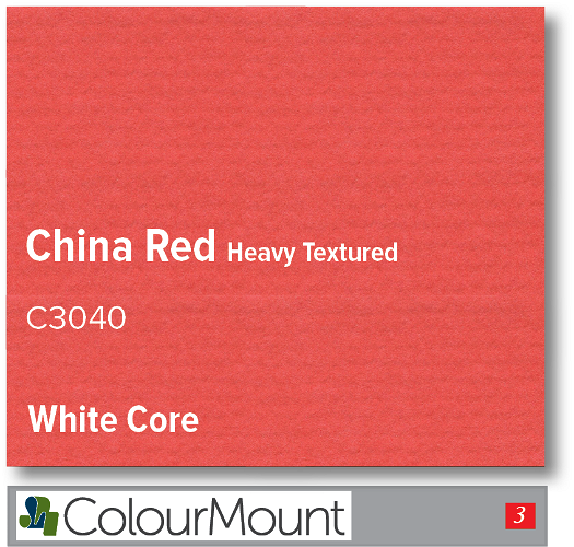 ColourMount China Red 1.4mm White Core Heavy Textured Mountboard 1 sheet
