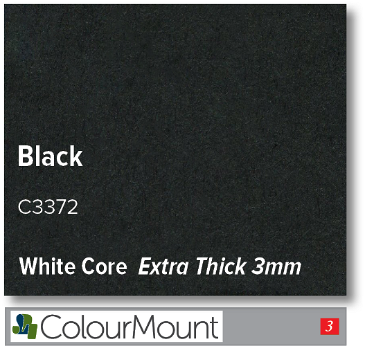 ColourMount Black 3mm White Core Mountboard 1 sheet
