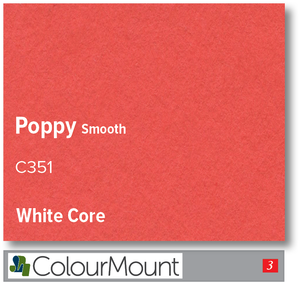 Colourmount White Core Poppy Smooth Mountboard 1 sheet