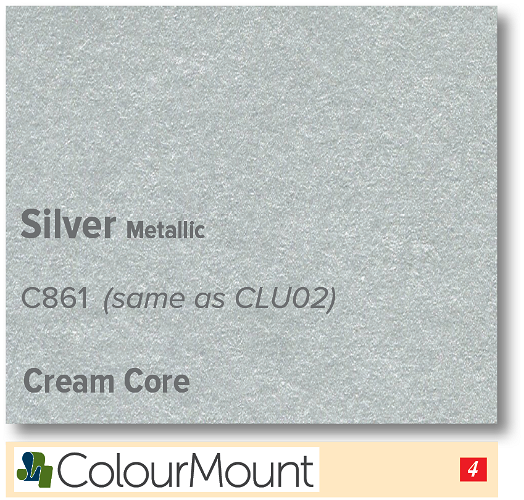 ColourMount Silver 1.25mm Cream Core Metallic Mountboard 1 sheet
