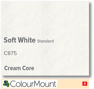 ColourMount Soft White 1.25mm Cream Core Mountboard 1 sheet