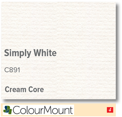 ColourMount Simply White 1.25mm Cream Core Mountboard 1 sheet
