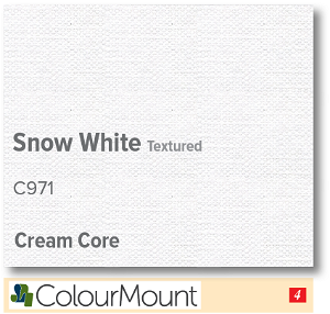 ColourMount Snow White 1.25mm Cream Core Textured Mountboard 1 sheet