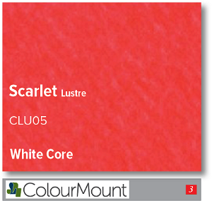 ColourMount Scarlet Lustre 1.4mm White Core Mountboard 1 sheet