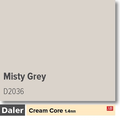Daler Misty Grey 1.4mm Cream Core Mountboard 1 sheet