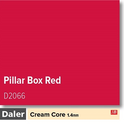 Daler Pillar Box Red 1.4mm Cream Core Mountboard 1 sheet