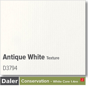 Daler Conservation Soft White Core Antique White Texture Mountboard 1 sheet