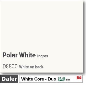 Daler Polar White 2.6mm White Core Ingres Mountboard 1 sheet