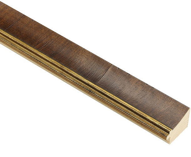 30mm 'Arden' Chestnut veneer Gold Sight Edge Frame Moulding