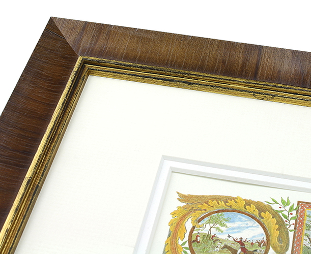 30mm 'Arden' Chestnut veneer Gold Sight Edge Frame Moulding