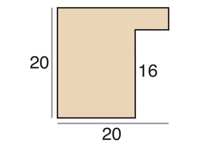 20x20mm 'Bare Wood' Mansonia Frame Moulding