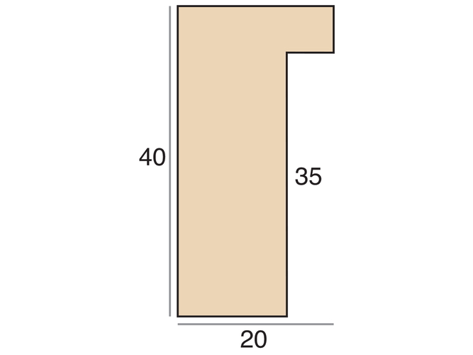 20x40mm 'Bare Wood' Mansonia Frame Moulding