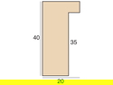 20x40mm 'Bare Wood' Mansonia Frame Moulding