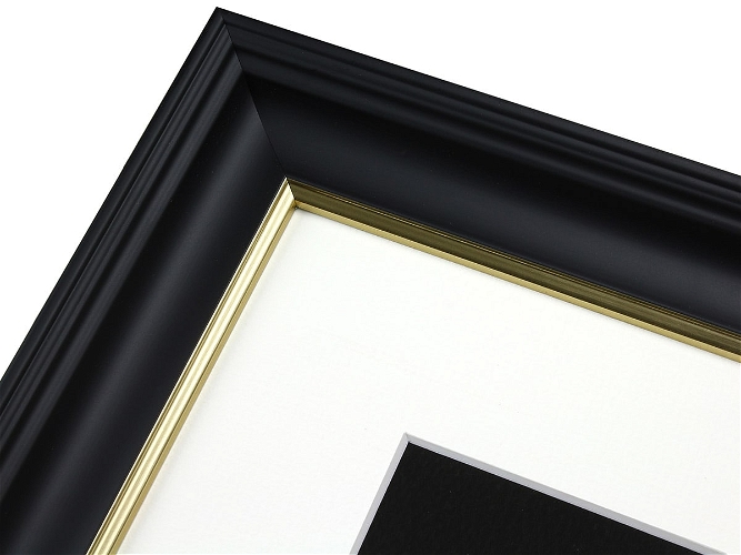 38mm 'Vermeer' Matt Black Gold Sight Edge FSC 100% Frame Moulding