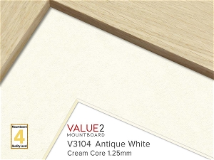 VALUE2 Cream Core ANTIQUE WHITE 1.25mm Level 4 Mountboard 1 sheet
