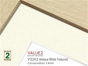 VALUE2 Conservation ANTIQUE WHITE TEXTURED 1.4mm Level 2 Mountboard 1 sheet