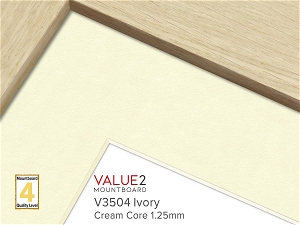 VALUE2 Cream Core IVORY 1.25mm Level 4 Mountboard 1 sheet