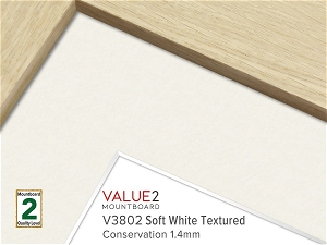 VALUE2 Conservation SOFT WHITE TEXTURED 1.4mm Level 2 Mountboard 1 sheet